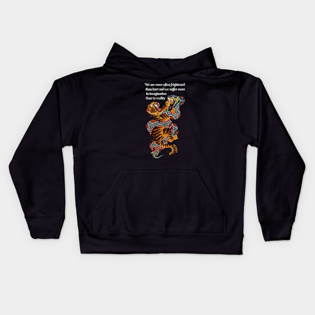 Seneca quote - Suffer - Tiger and snake Kids Hoodie by Obey Yourself Now